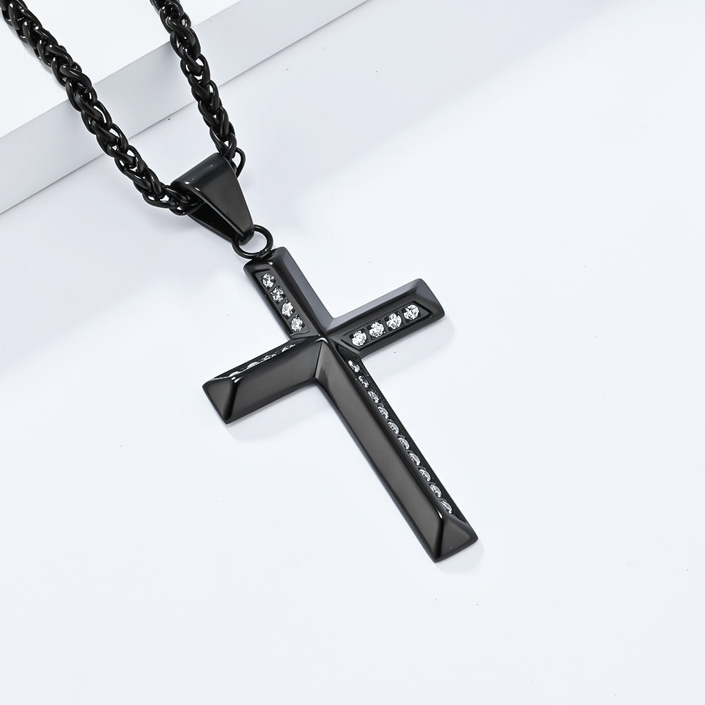 Kreuz-Halskette aus Edelstahl mit Zirkonia – Bild 2 | LuxeStyle