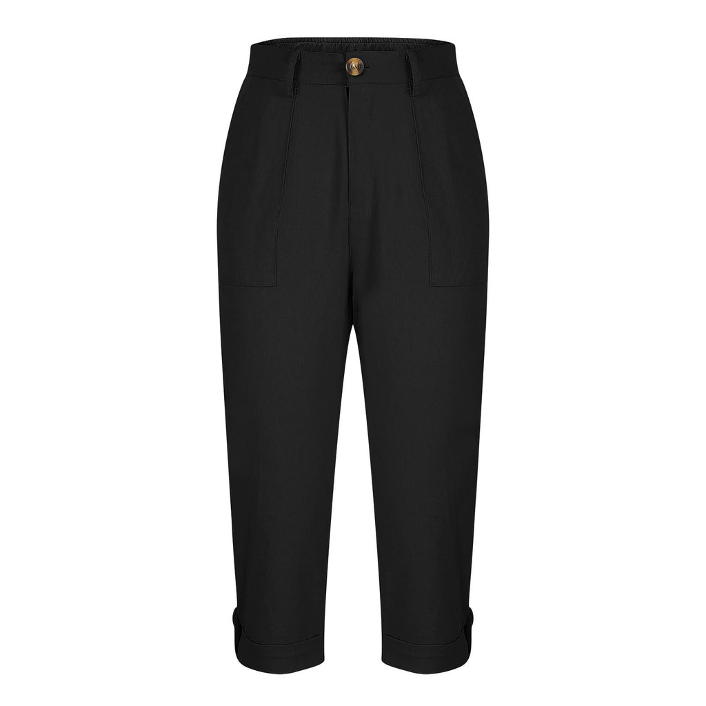 Damen Caprihose mit Roll-up und Knöpfen