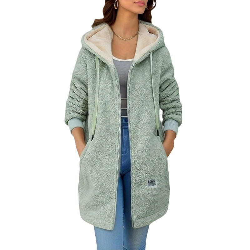 Gefütterter Lammwollmantel für Damen – Bild 3 | LuxeStyle