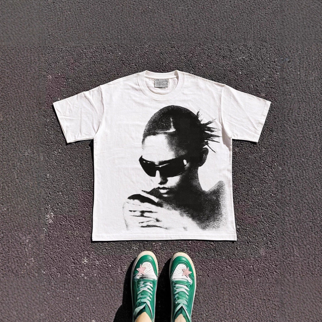 Print-Loose-Fit-Shortsleeve-T-Shirt für Paare