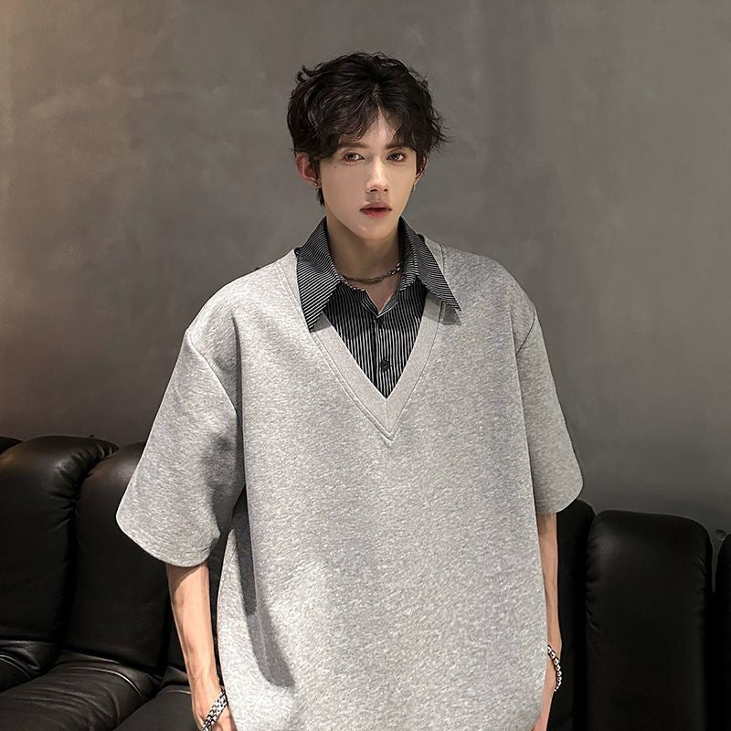 Kurzarm-Shirt im Lagenlook für Herren – Bild 1 | LuxeStyle
