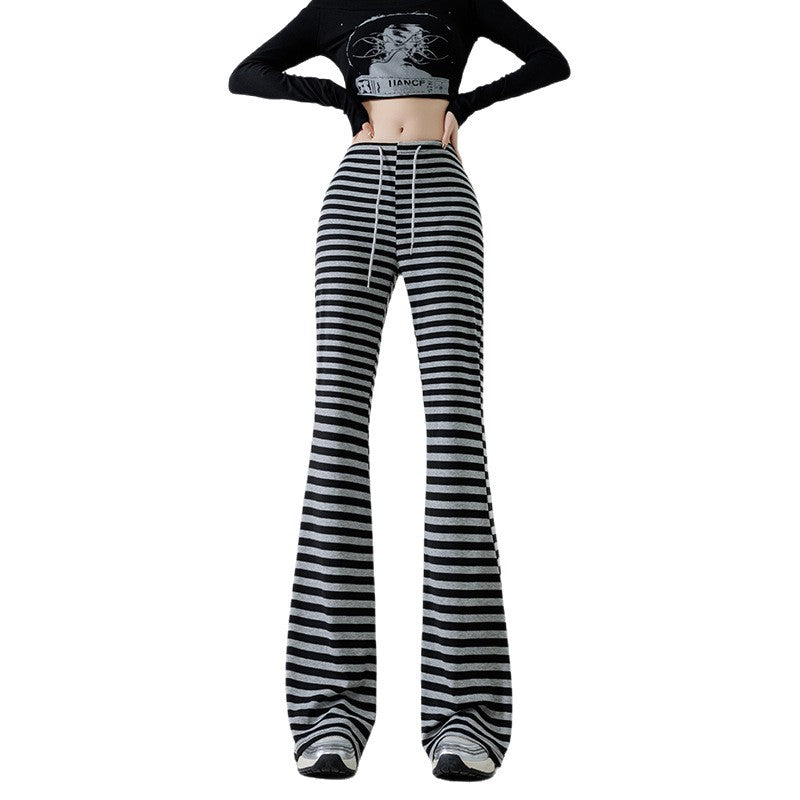 Gestreifte Slimming Leggings mit Kordelzug