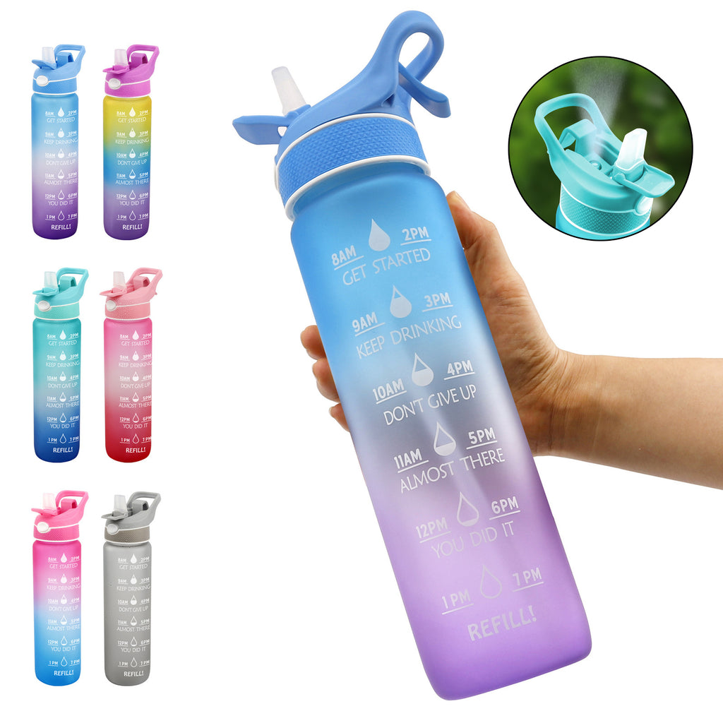 Sport-Trinkflasche mit Sprühfunktion & Zeitmarker