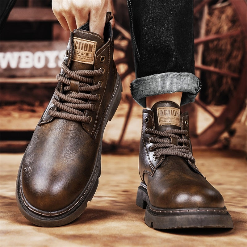Retro Motorradstiefel aus Leder mit Reissverschluss – Bild 6 | LuxeStyle