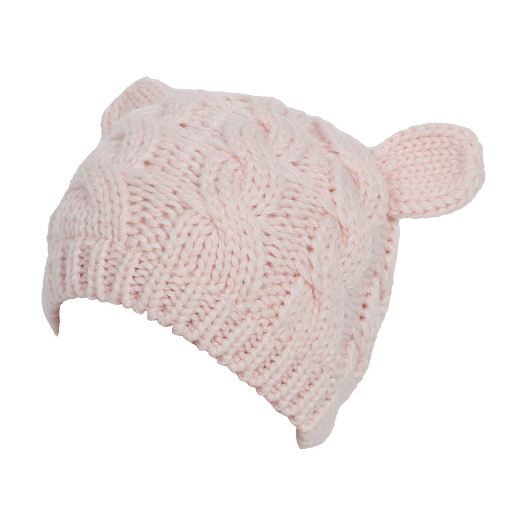 Gestrickte Beanie mit Katzenohren