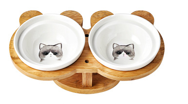 Holz-Ceramik-Katzenbowlenset | LuxeStyle