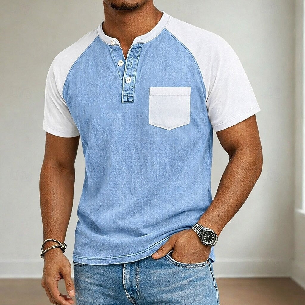Polo-Shirt mit Henley-Kragen für Herren
