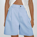 Gestreifte High-Waist Denim Shorts in Übergrössen