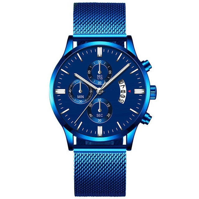 Herren Business Quarzuhr mit Edelstahl-Armband