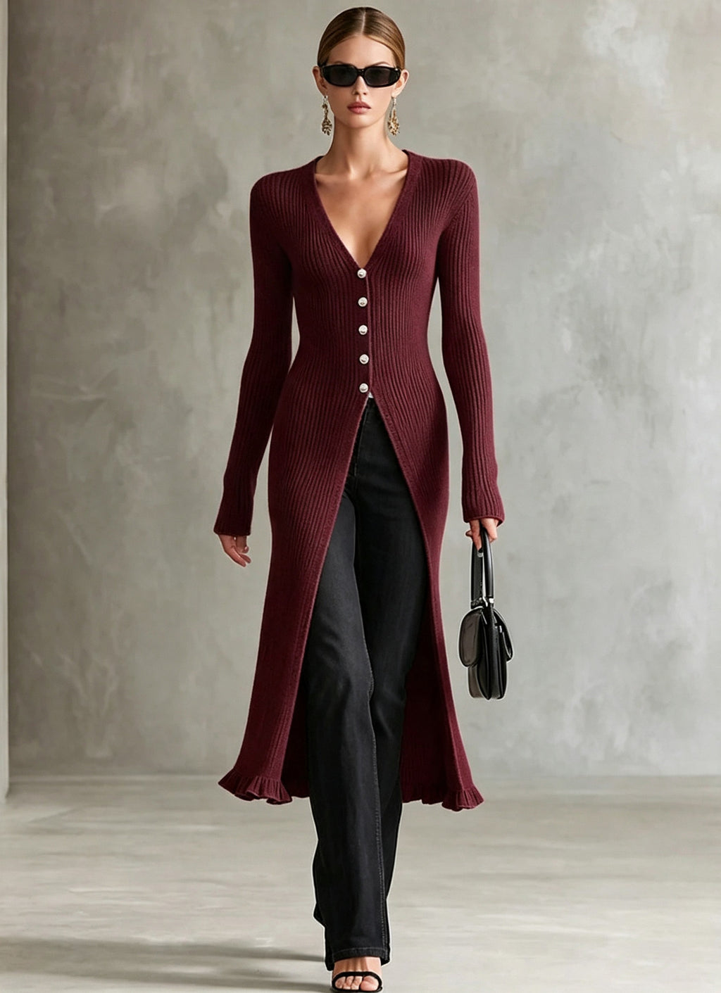 Langer Strick-Cardigan für Damen – Bild 10 | LuxeStyle