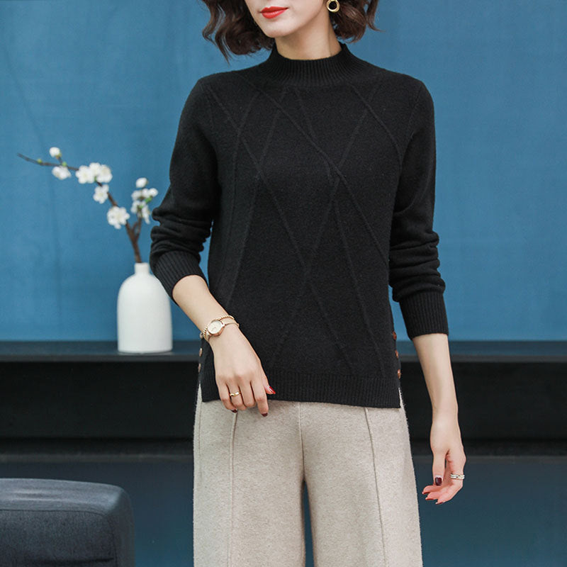 Kurzer Strickpullover mit Rollkragen und Schlitz – Ansicht 7