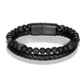 Vulkanstein-Lederarmband mit blauem Tigerauge