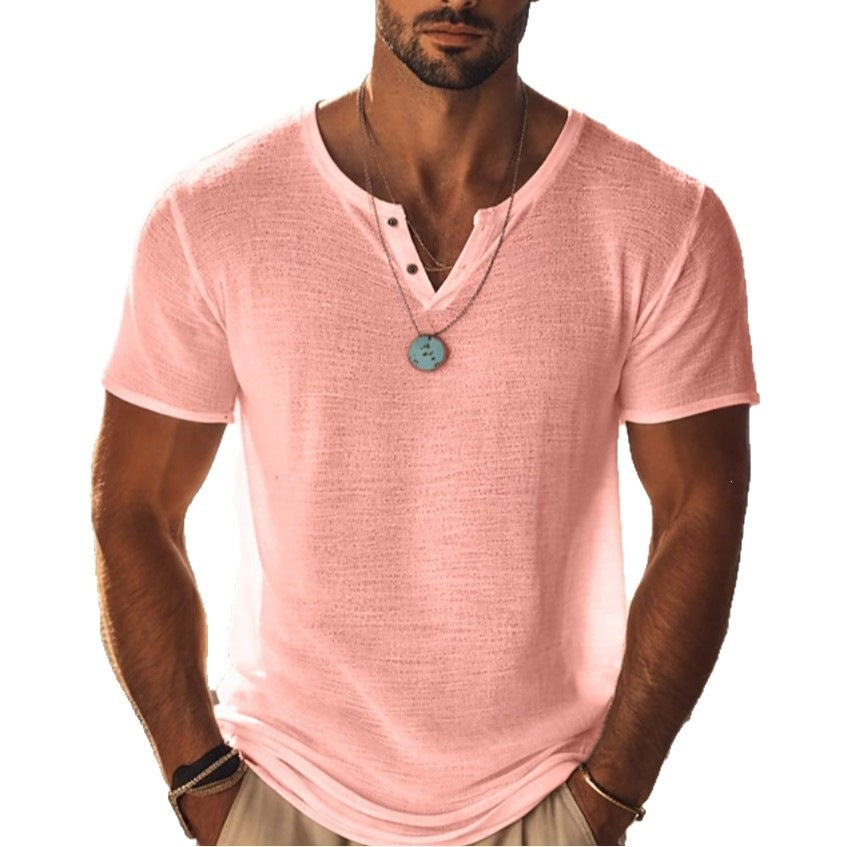 Kurzarm-T-Shirt mit V-Ausschnitt – Bild 4 | LuxeStyle