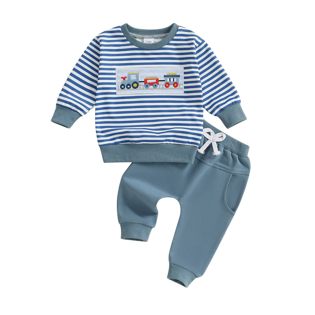 Gestreiftes Baby-Set mit Oberteil und Hose – Bild 6 | LuxeStyle