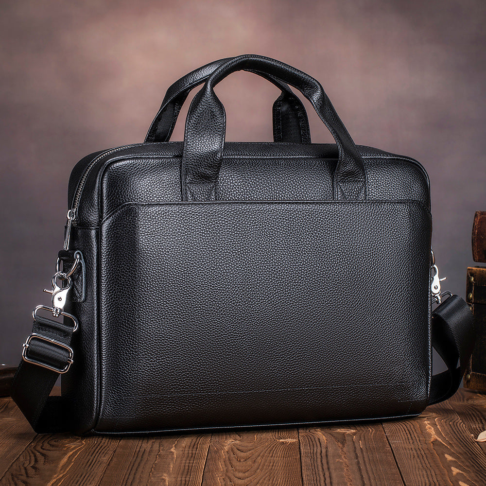 Leder-Umhängetasche für Herren, 15 Zoll, schwarz – Bild 6 | LuxeStyle