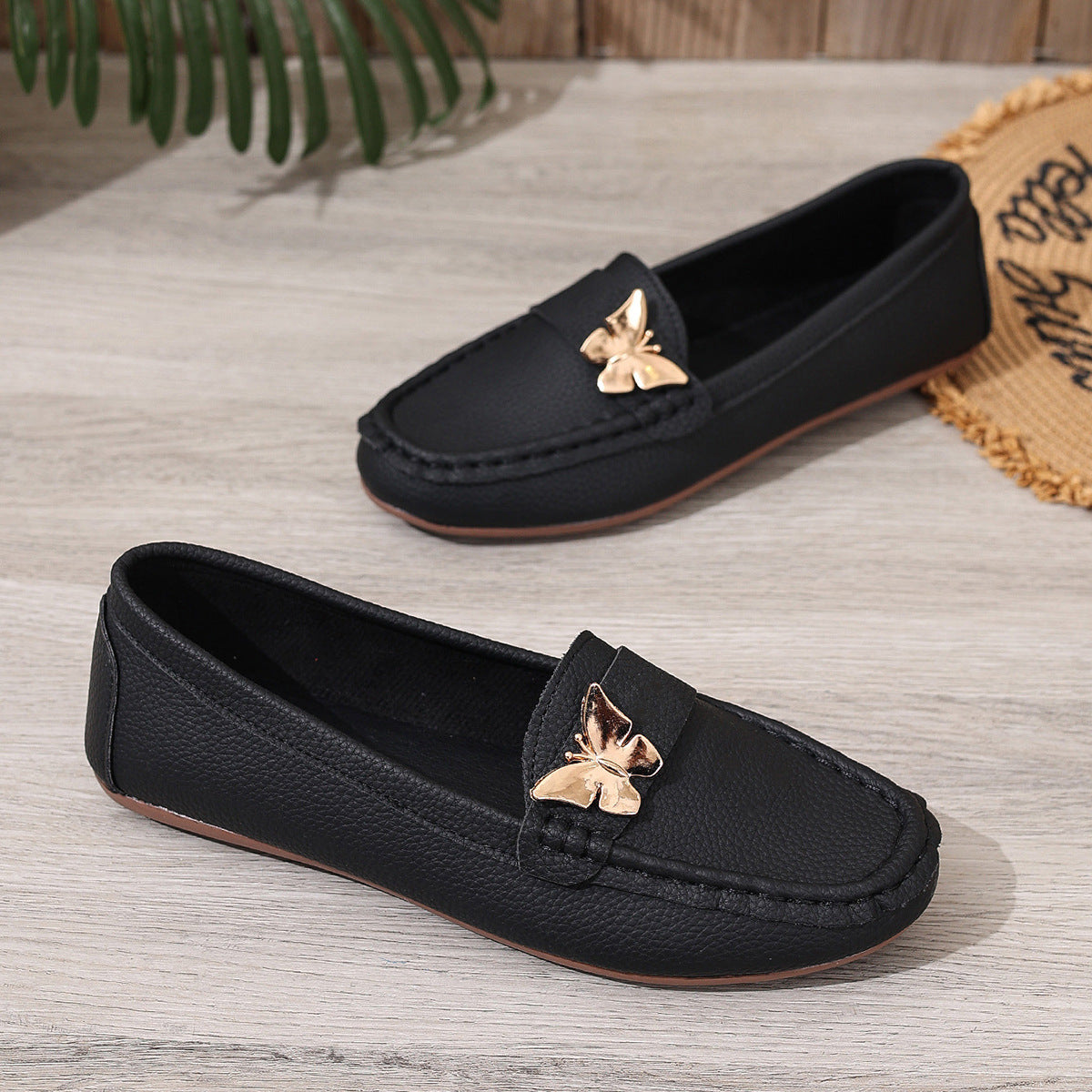 Koreanische Slip-on Loafers mit runder Zehenpartie