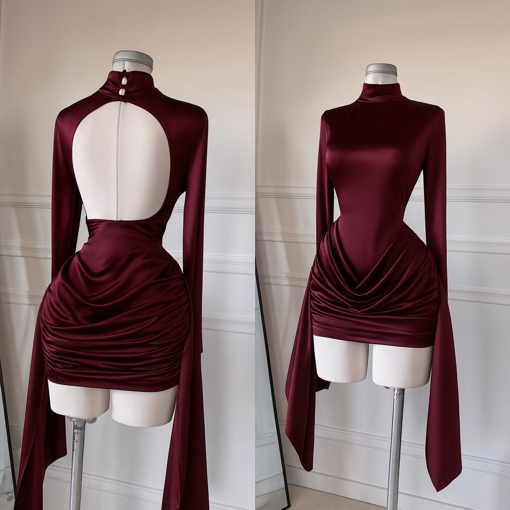 Damen Bodycon Minikleid mit Rollkragen und Rückenfrei