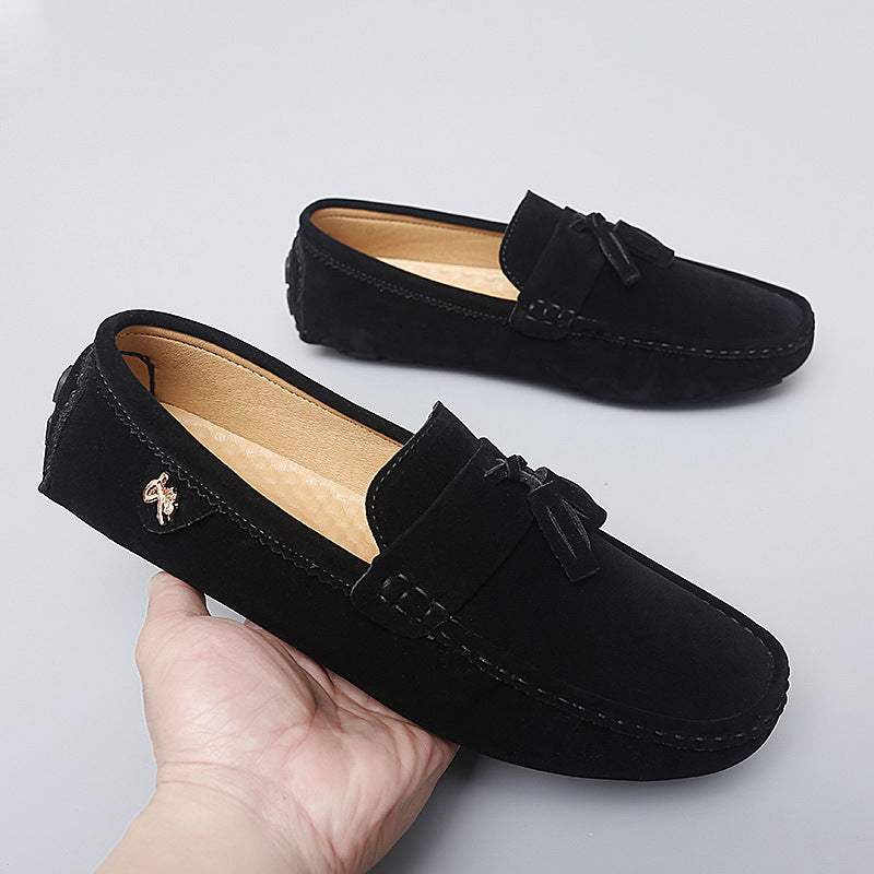 Schwarzer Lederschuh mit flachem Absatz – Bild 5 | LuxeStyle