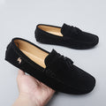 Schwarzer Lederschuh mit flachem Absatz – Bild 7 | LuxeStyle