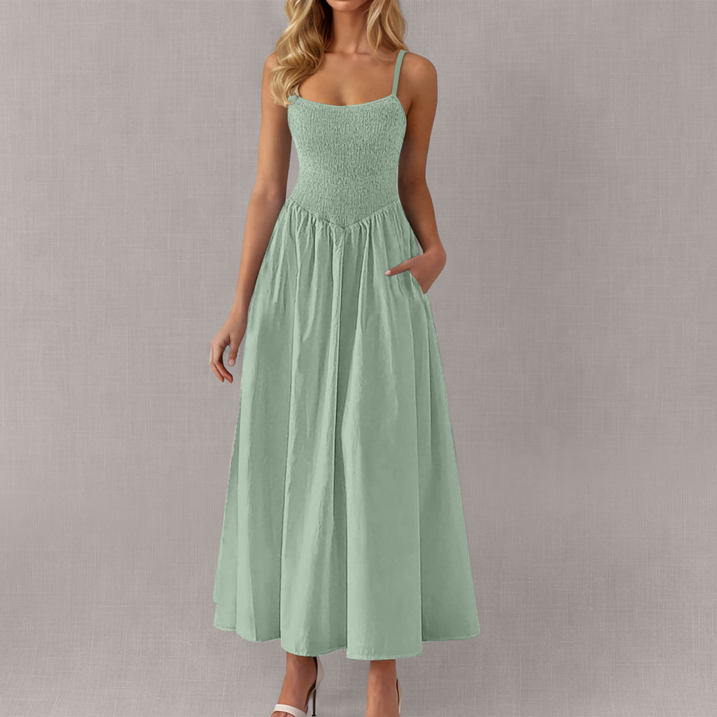 Verstellbares Rüschen-Trägerkleid mit Taschen