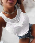 Sommerliches Jacquard-Top mit Spitzenbesatz – Bild 1 | LuxeStyle
