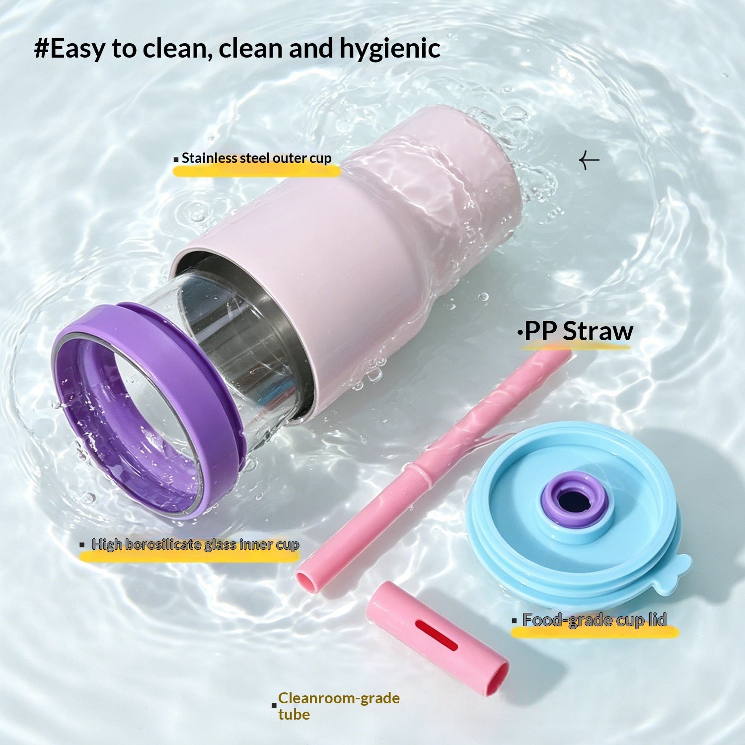 Verstärkte Thermos Kanne mit Glasfutter und großem Volumen