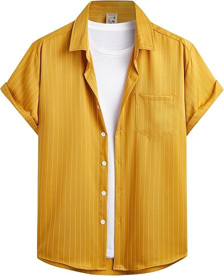 Gestreiftes Kurzarm-Hemd-Cardigan für Herren – Bild 6 | LuxeStyle