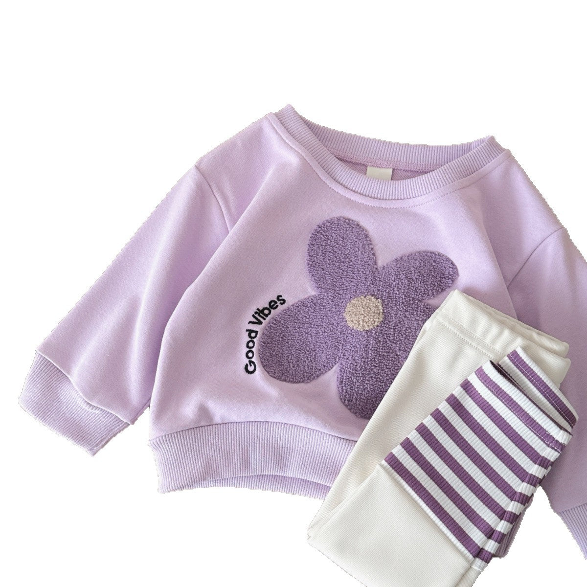 Baby-Set mit Blumen-Kapuzenpullover und Hose