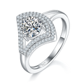S925 Sterling Silber Moissanit Ring V-Halo