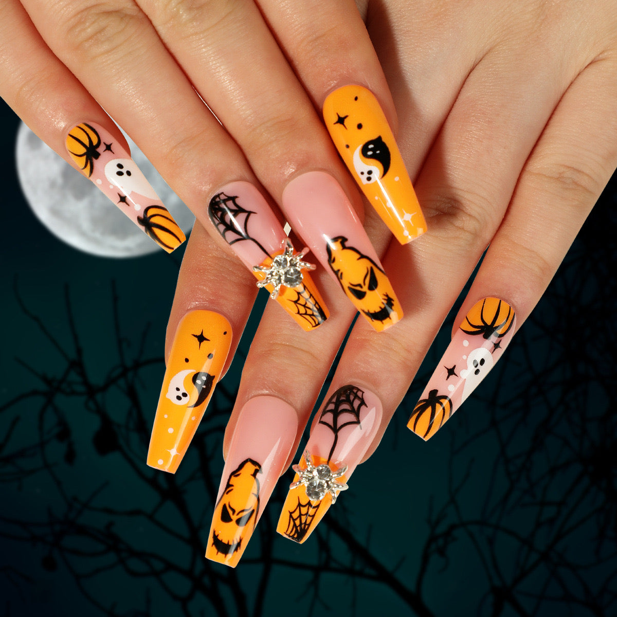 24er Set Halloween Press-On Nägel