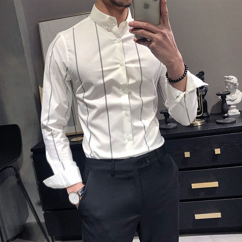 Gestreiftes Slim-Fit Kurzarmhemd | LuxeStyle