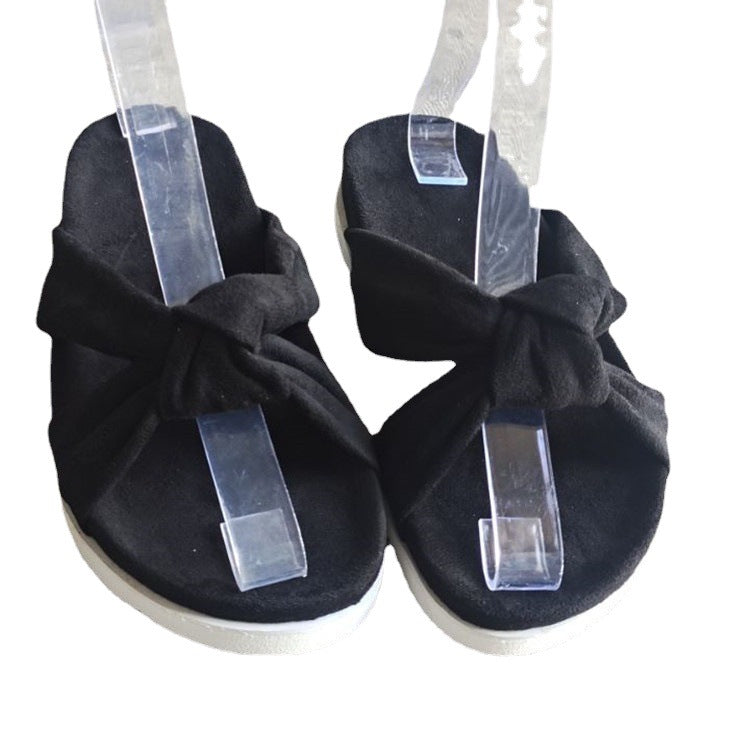 Plattform-Slipper mit Schleife aus Wildleder | LuxeStyle