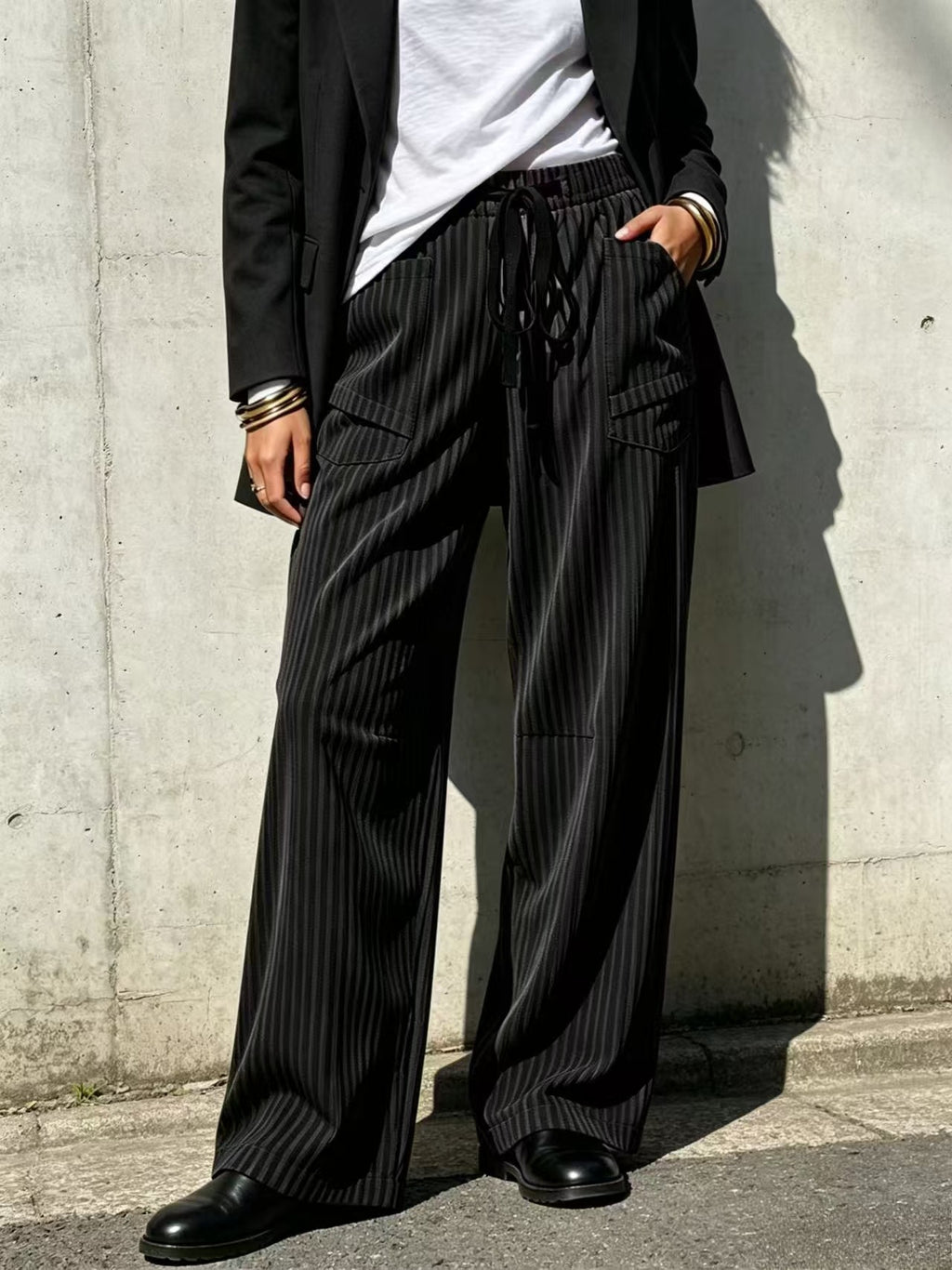 Loose-Fit Wide Leg Hose mit Kordelzug