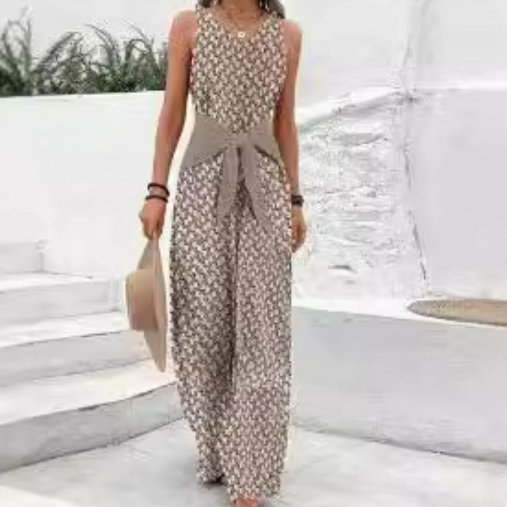 Eleganter bedruckter Jumpsuit mit Schnürung