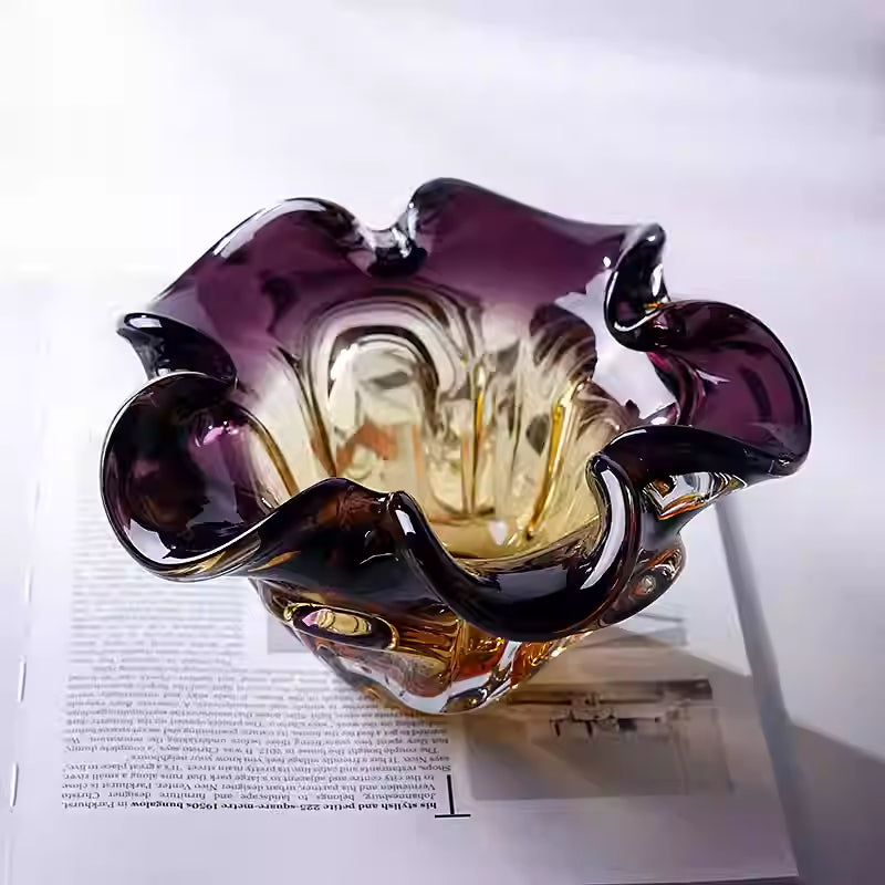 Vintage Blumen Aschenbecher Kristallglas