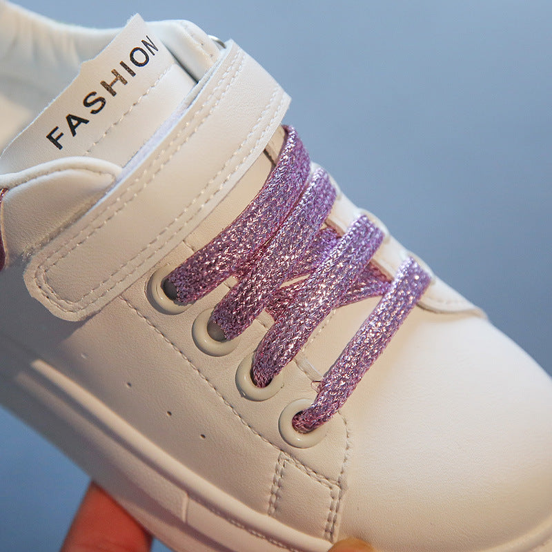 Kinder Soft-Sohlen Leder Freizeitschuhe mit Glitzer