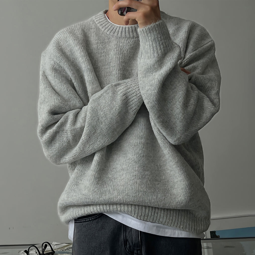 Strukturierter Strickpullover mit Rundhals