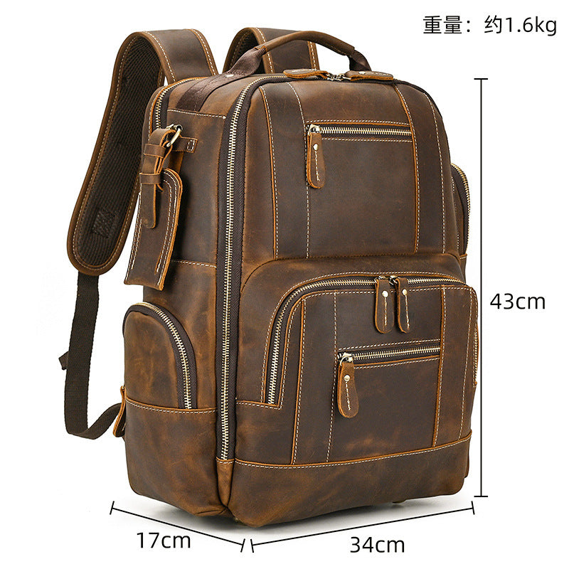 Retro Rucksack aus Rindsleder für 15-Zoll-Laptop