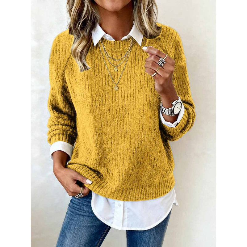 Freizeit-Pullover mit Rundhals und langen Ärmeln