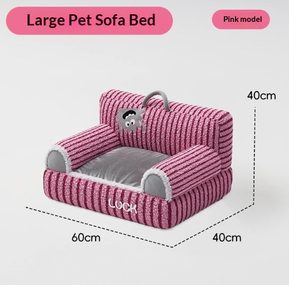 Gestreiftes Katzensofa – Plüsch & Rutschfest