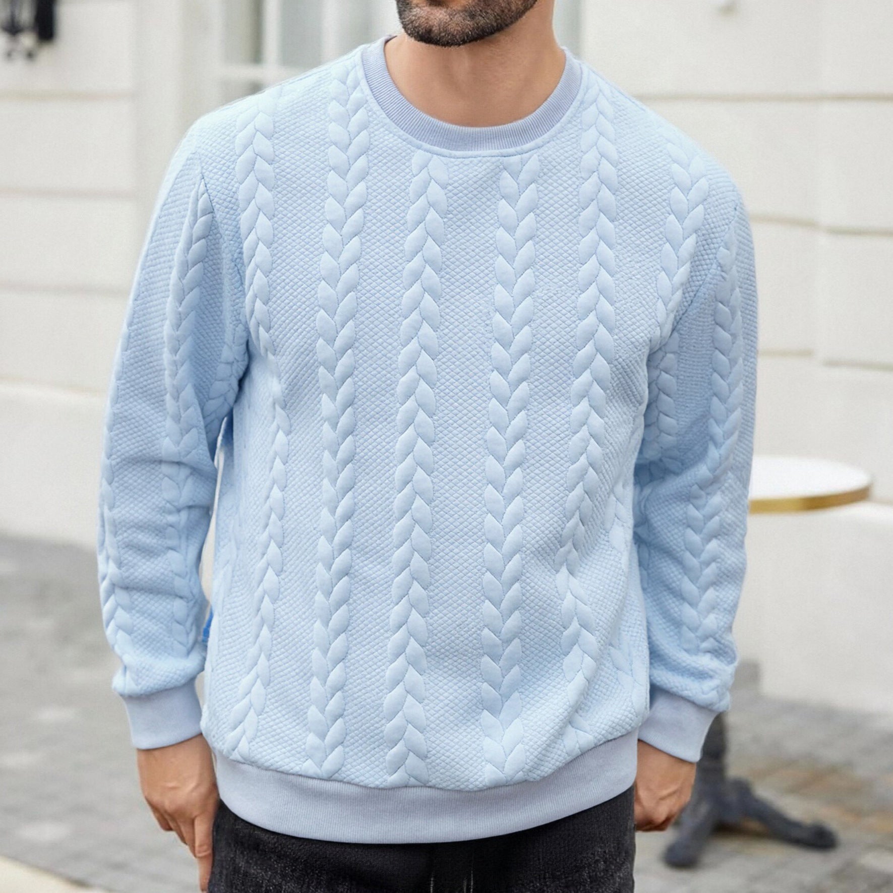 Herren Rundhals-Pullover in Unifarben