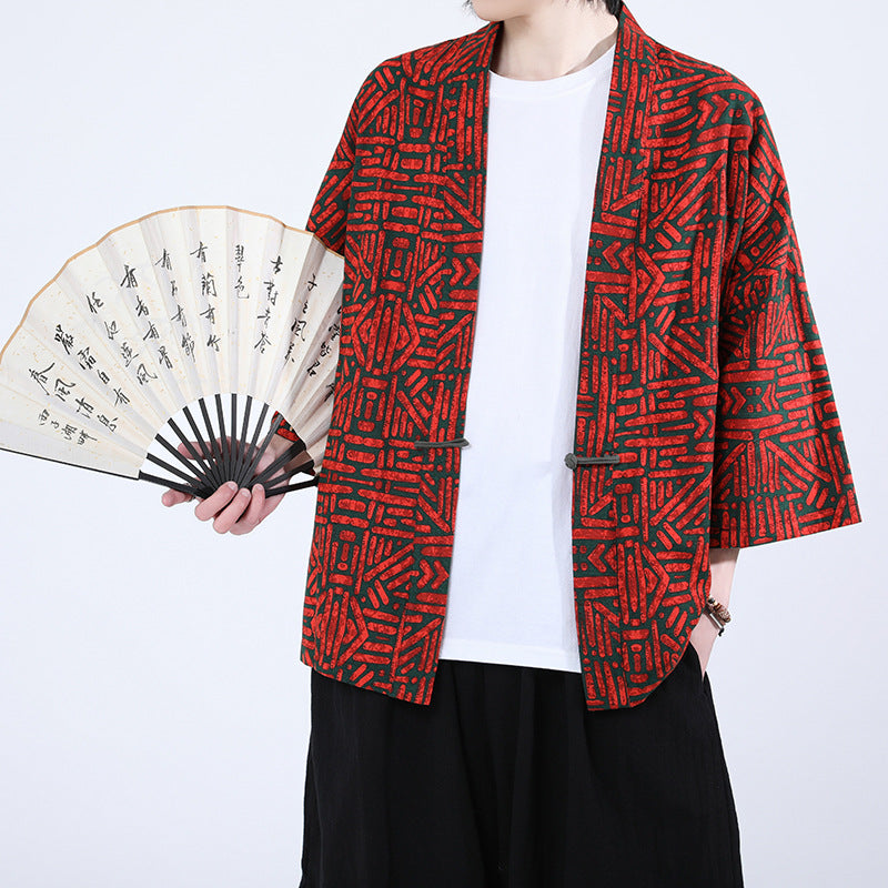 Chinesischer Cardigan mit Knopfleiste und Sonnenfaktor