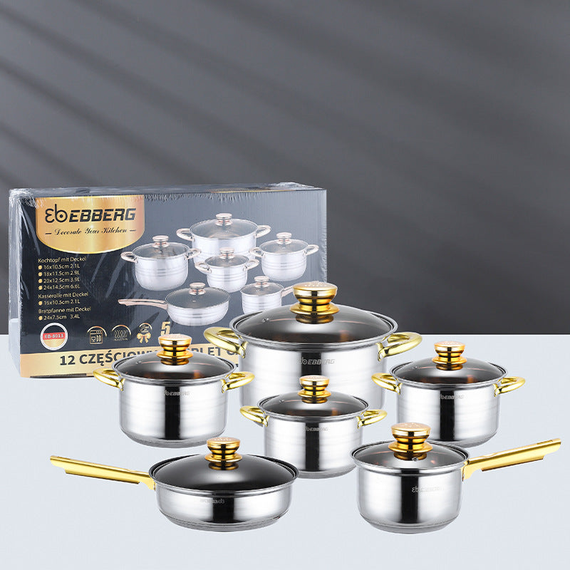 Edelstahl-Pfannenset mit Glasdeckel | LuxeStyle