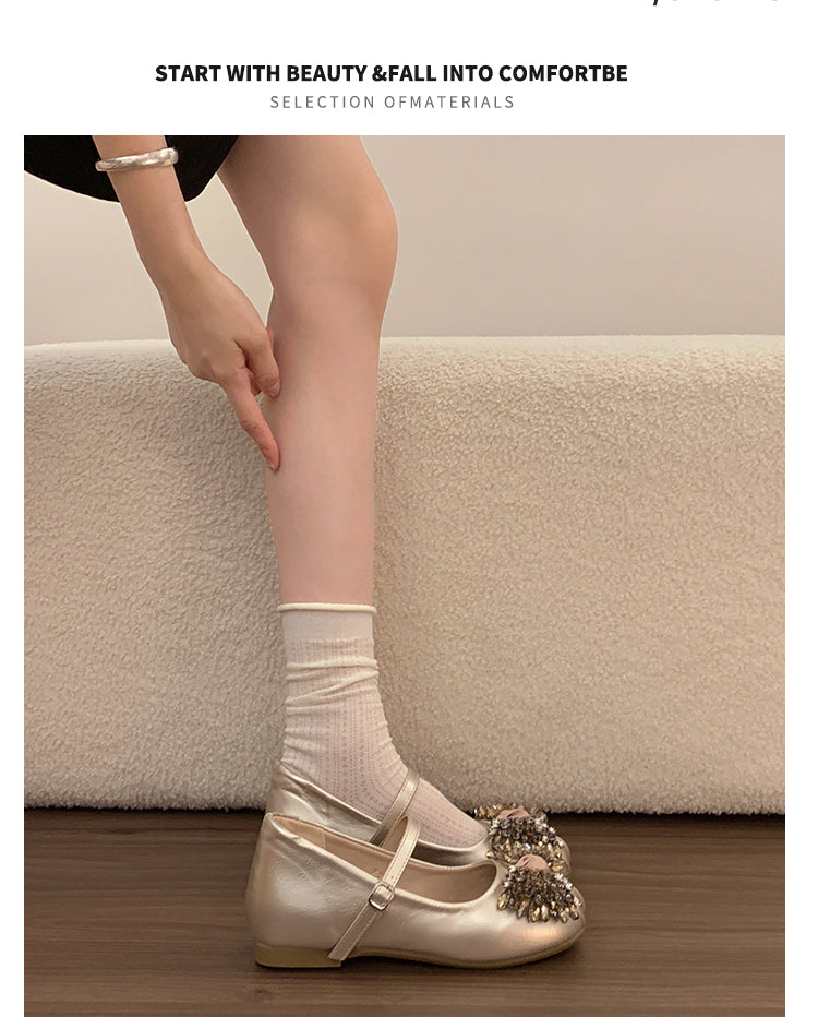 Mary Jane Flats mit Strass-Schleifen