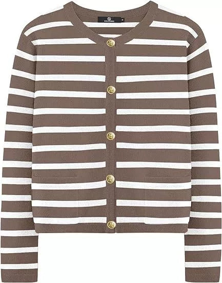 Rundhals-Cardigan mit Goldknöpfen – Ansicht 7