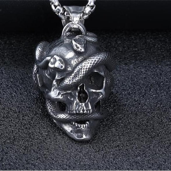 Serpent Skull Edelstahl-Halskette