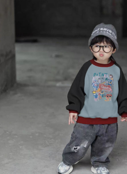 Color-Block Raglan Hoodie für Eltern und Kinder