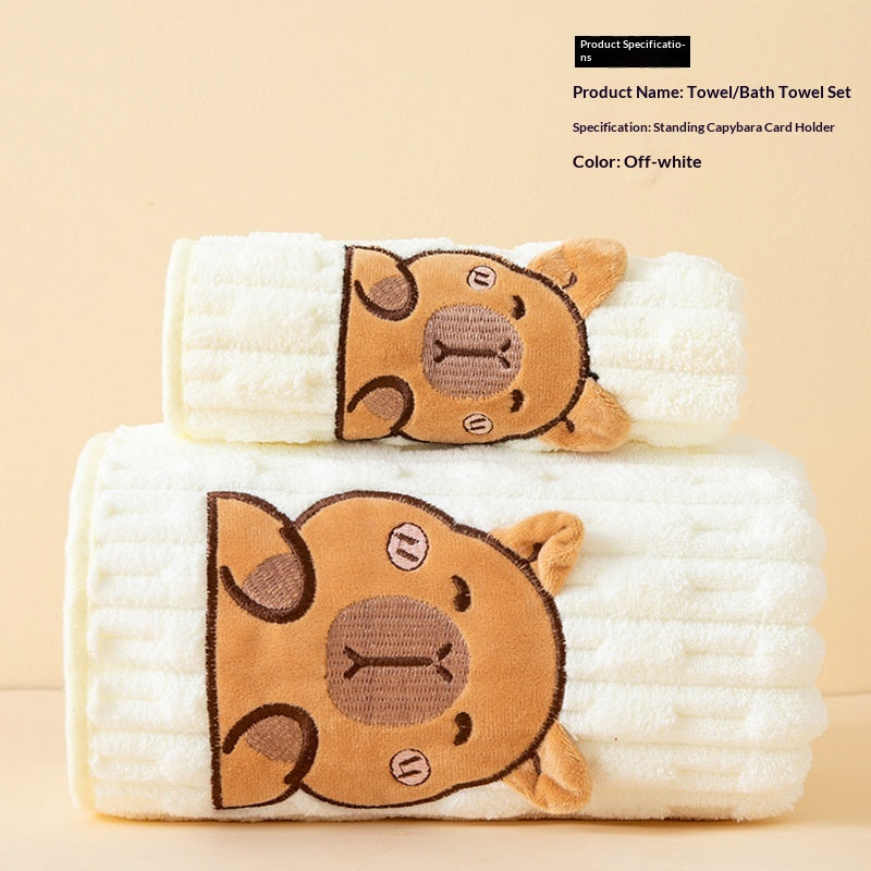 Handtuch-Set aus Coral Fleece mit Cartoon-Motiven