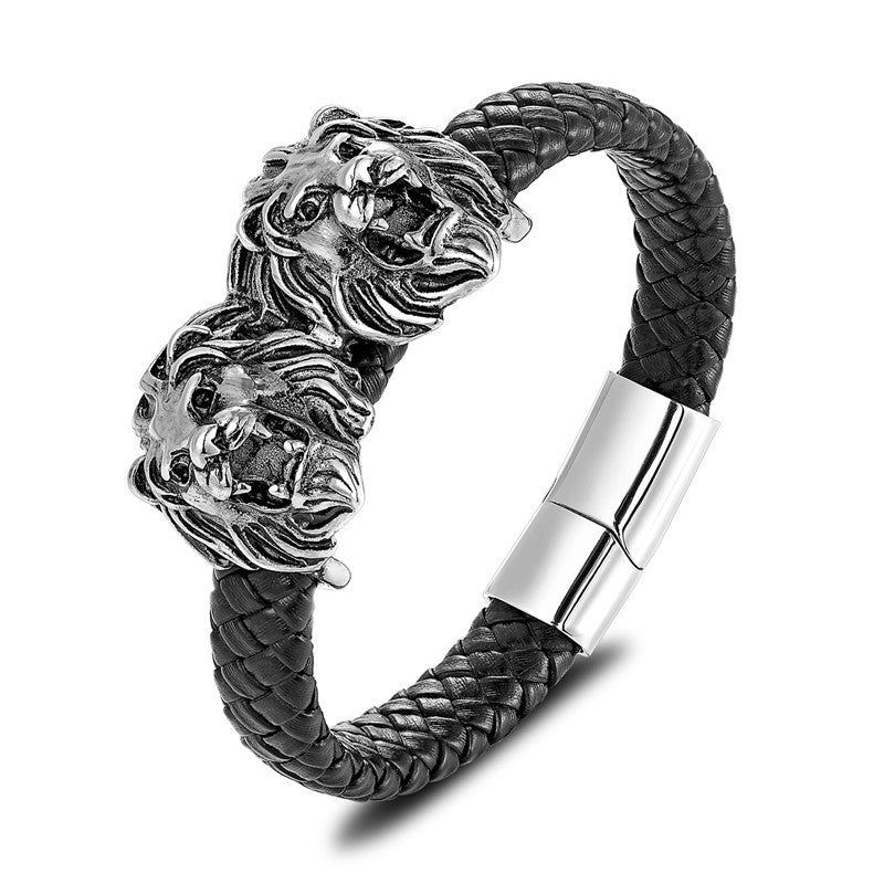 Lederarmband mit Titan-Stahl-Akzenten für Herren – Bild 4 | LuxeStyle