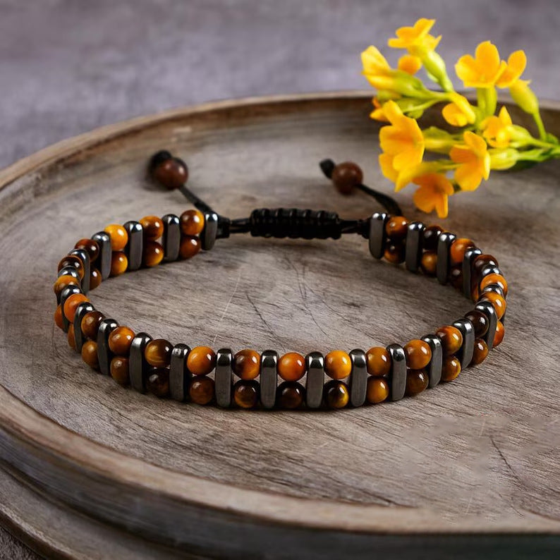Tigerauge-Armband «Savana» – Naturstein doppelreihig